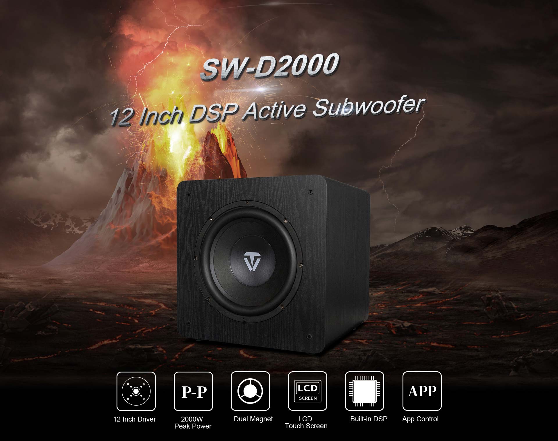 Subwoofer DSP Storm Series de 12 pulgadas y 2000 W de potencia máxima